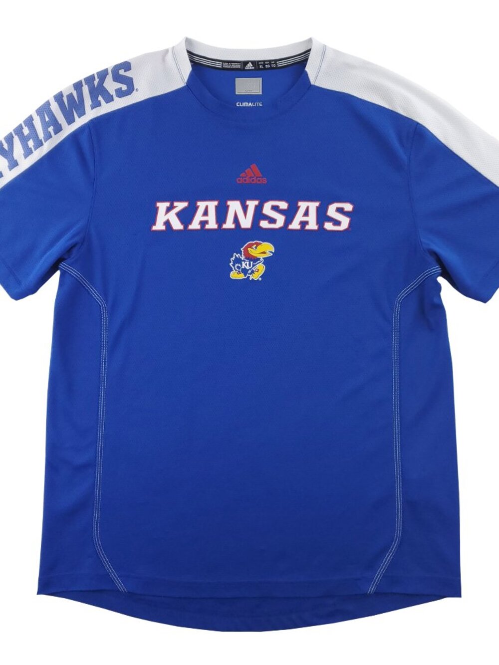 University Kansas Jayhawks Jersey T-Shirt Adidas Climalite Breathable Stretch XL